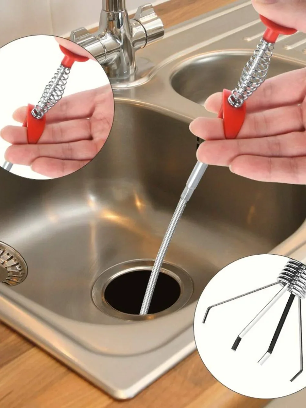 4PCS Drain Augers Hair Drain Clog Remover, Bendable Cleaner, for Kitchen Catcher